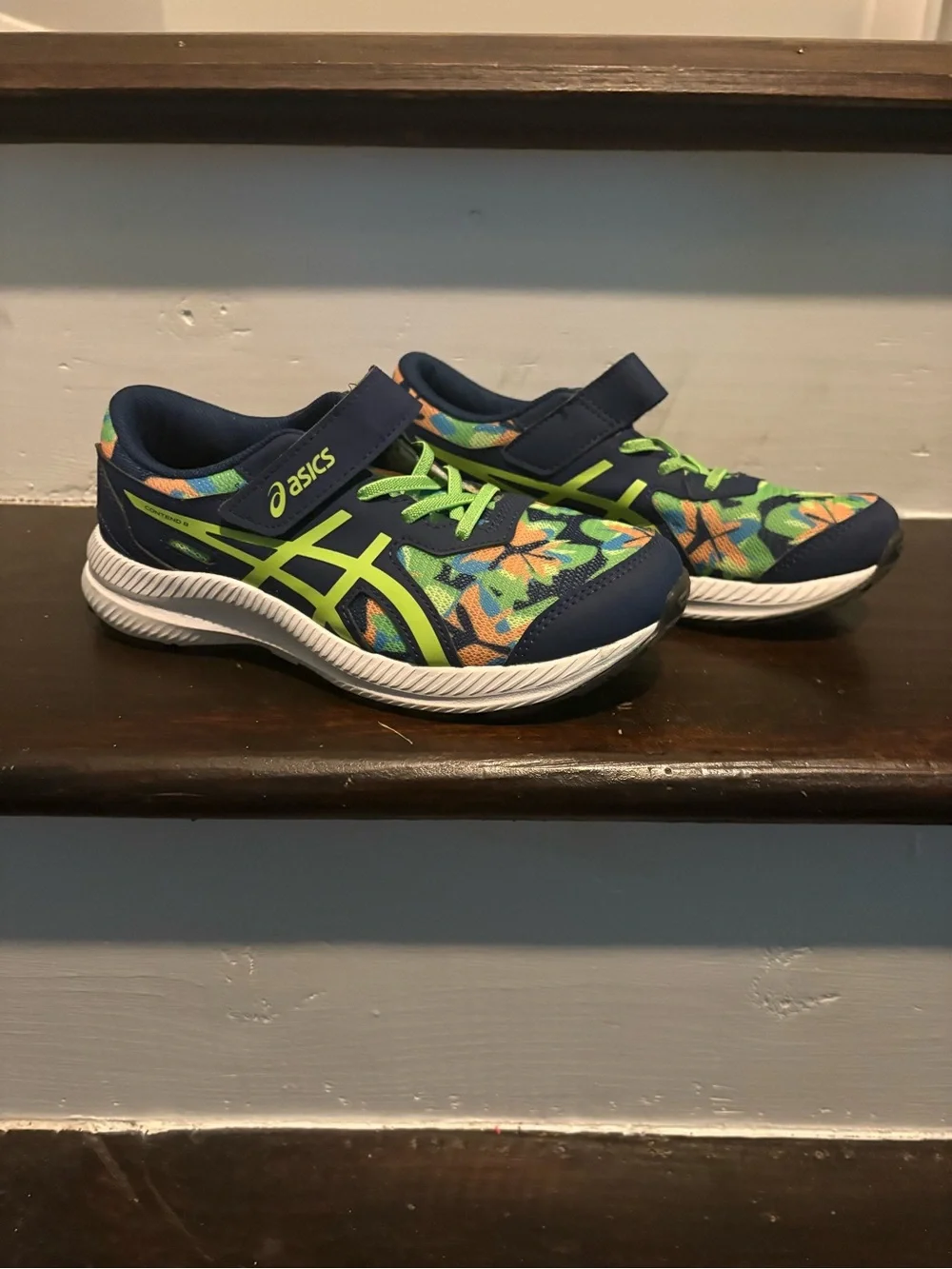 ASICS Kids Navy with Lime & Multicolor  Sneakers
